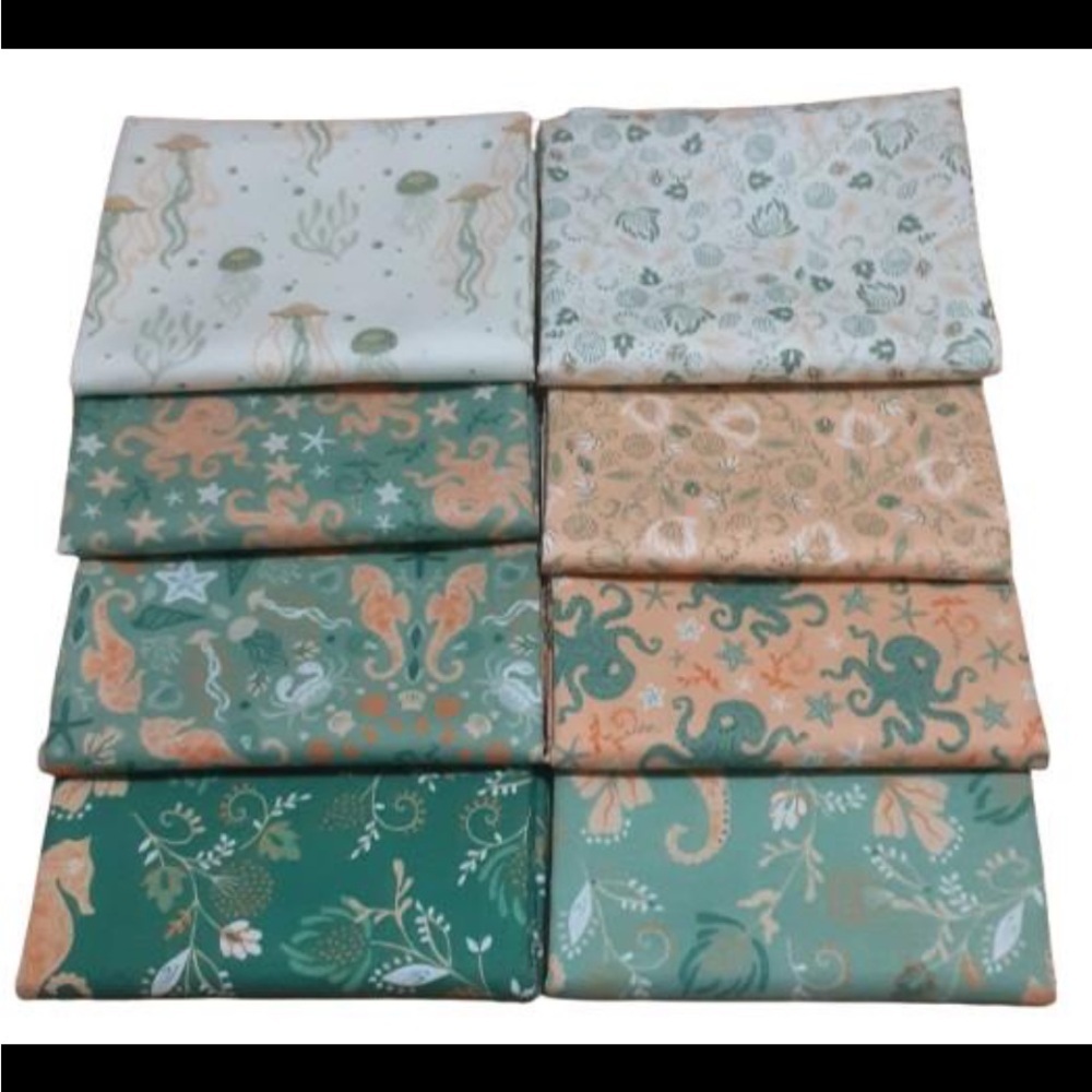 Beachside pretty cotton quilt fabric - END OF COLLECTION 8 pc  19x22 camelot